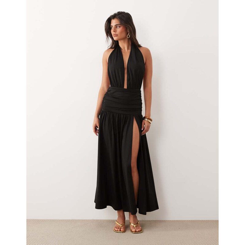 The Frolic exclusive plunge halterneck shirred detail low back