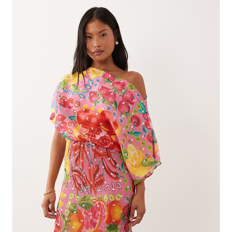 Never Fully Dressed Petite Tilly off shoulder plisse mini dress