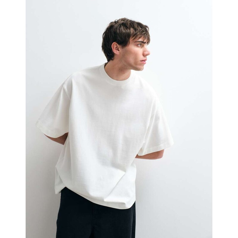 ASOS COLLECTIVE heavyweight relaxed pique t-shirt in off white