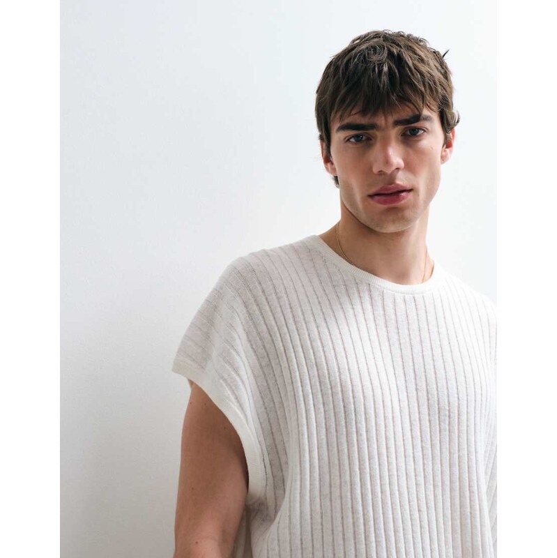 ASOS COLLECTIVE oversized linen rich tank in ecru-White