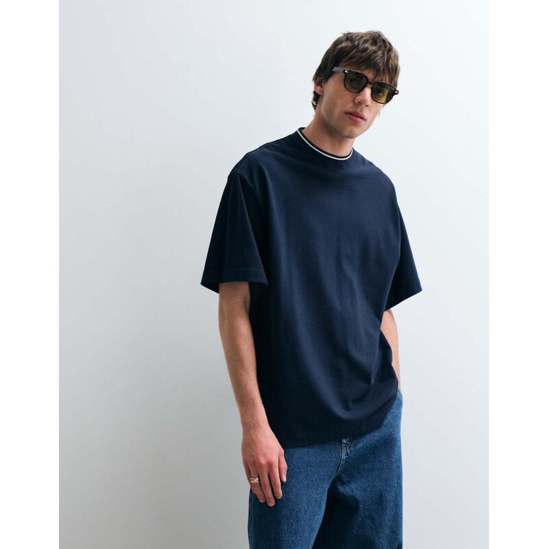 ASOS COLLECTIVE heavyweight relaxed pique t-shirt with tipping