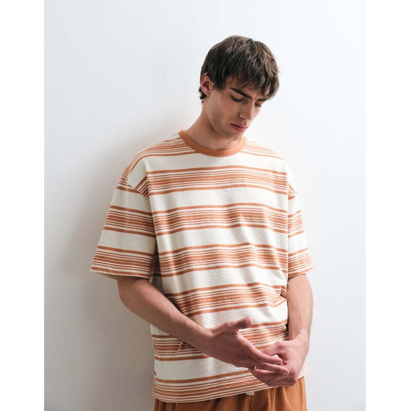 ASOS COLLECTIVE oversized heavyweight textured striped t-shirt