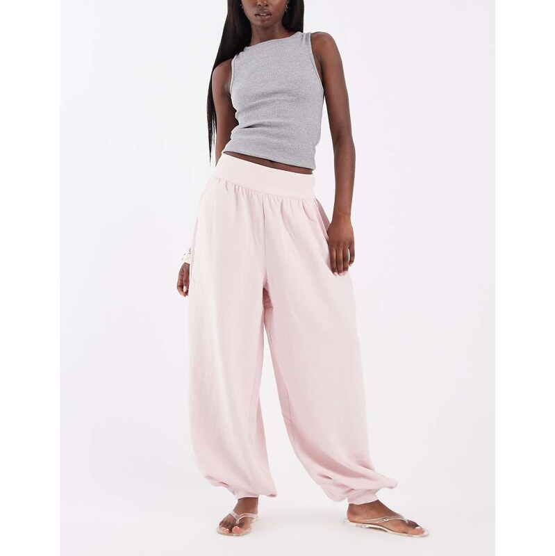 ASOS DESIGN tailored cuffed hem balloon trousers in pink