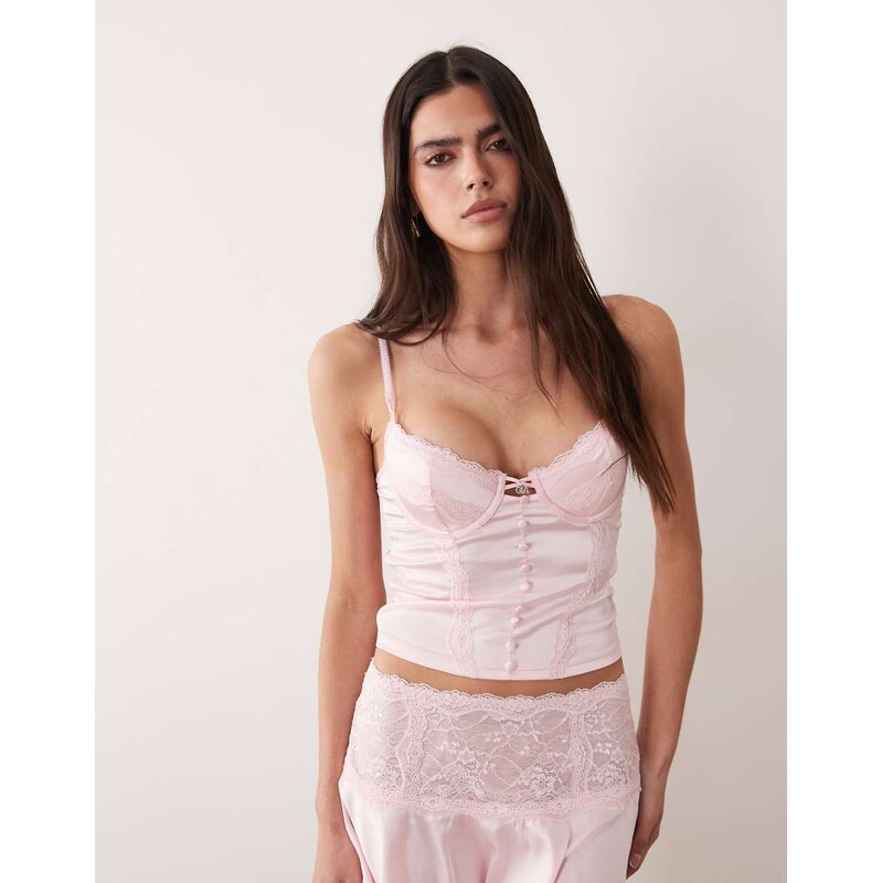 I.AM.GIA Ashling satin and lace corset top co-ord in pink