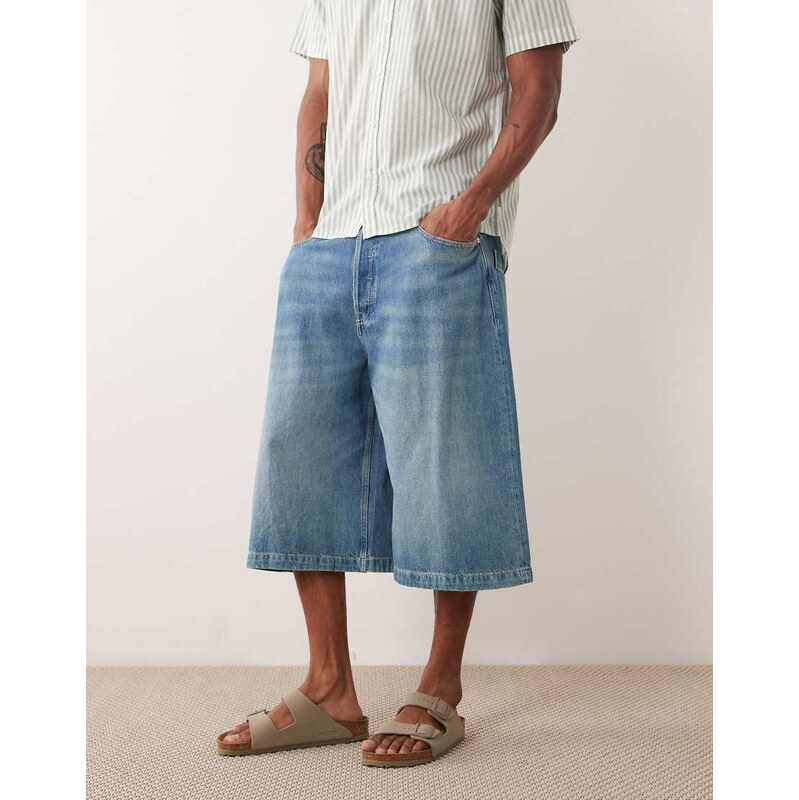 Jack & Jones super baggy jorts in mid blue
