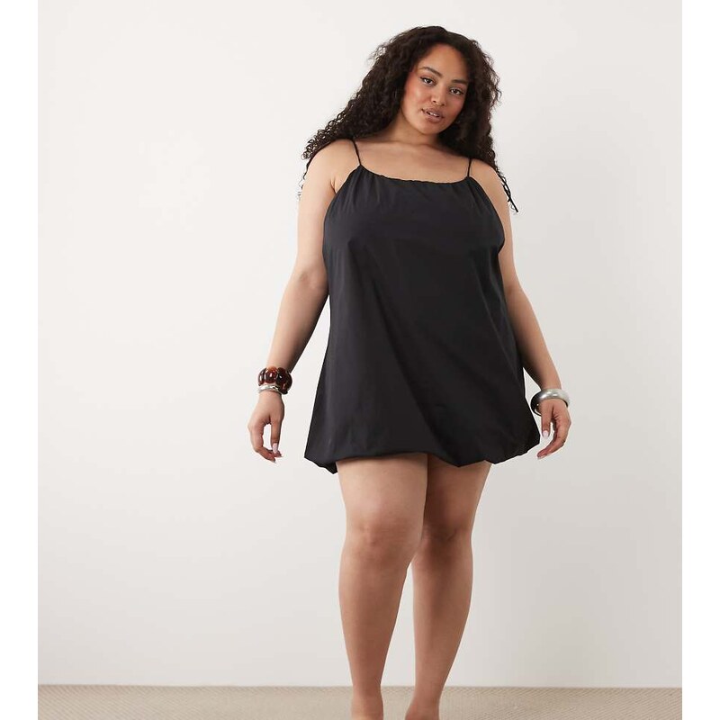 ASOS Curve ASOS DESIGN Curve poplin puff mini sundress with tie