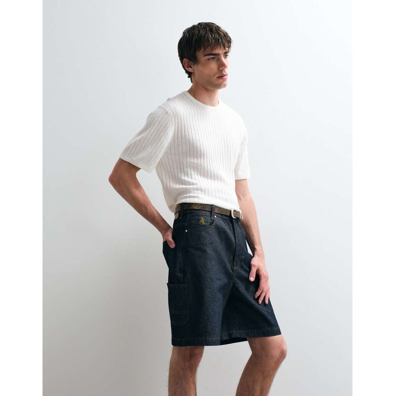 ASOS COLLECTIVE wide leg denim shorts in indigo-Navy