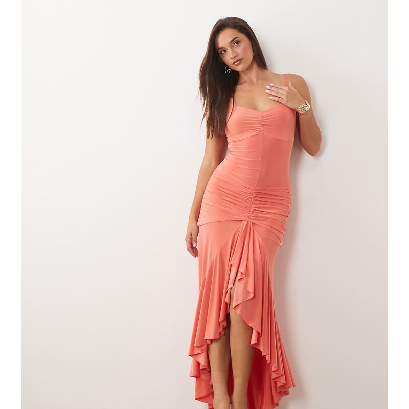 Fashionkilla exclusive double sculpted slinky cami ruffle front
