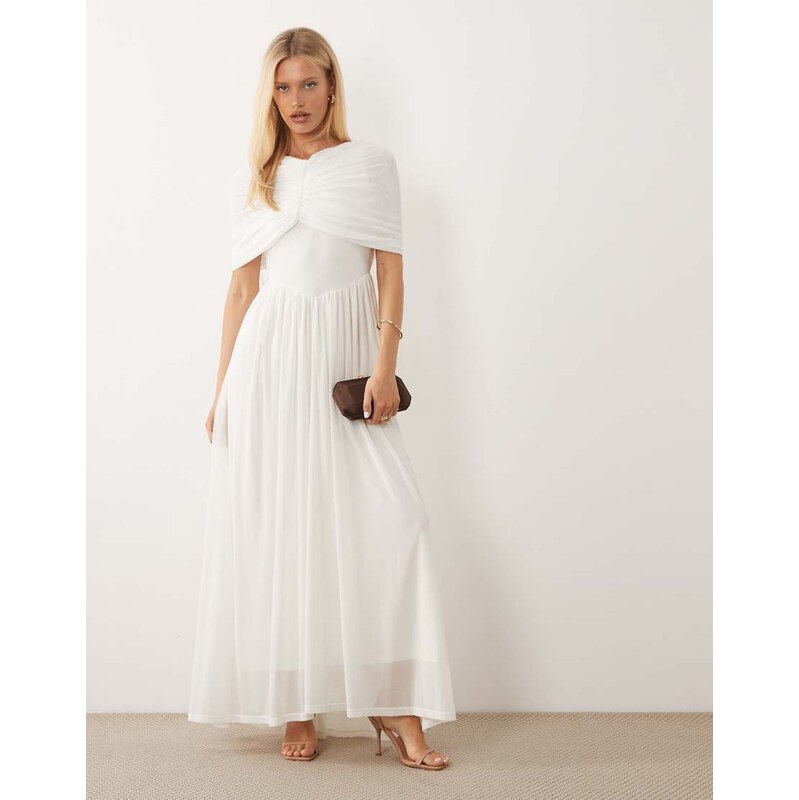 Vero Moda cape detail jersey maxi dress in white