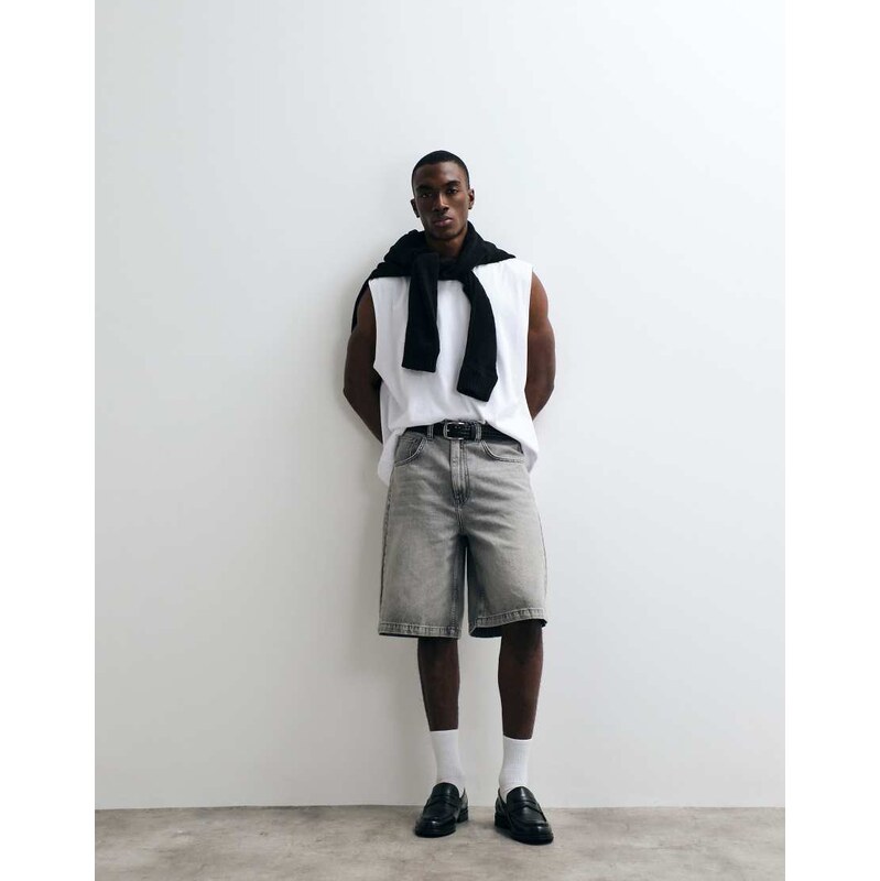 ASOS DESIGN loose denim jorts in grey