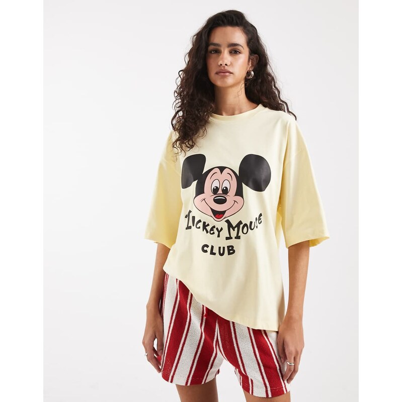 ASOS DESIGN x Disney t-shirt Mickey Mouse Club graphic in yellow