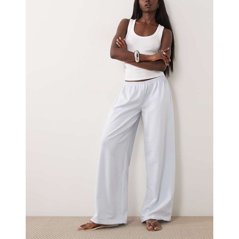 ASOS DESIGN seersucker wide leg drawcord co-ord trouser in