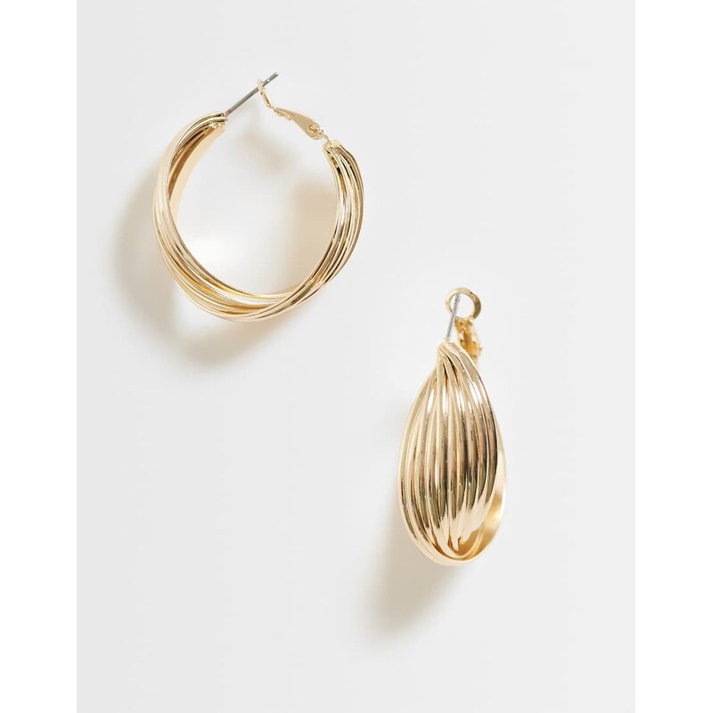 ASOS DESIGN hoop earrings with twisted detail in gold tone