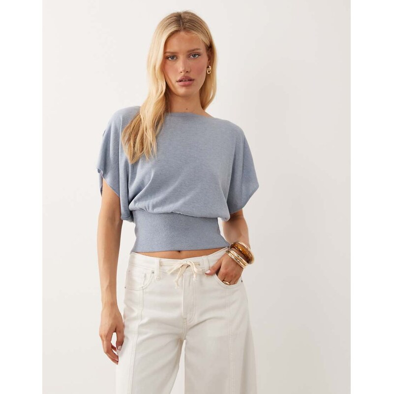 ASOS DESIGN knitted multiway button jumper in blue-Yellow