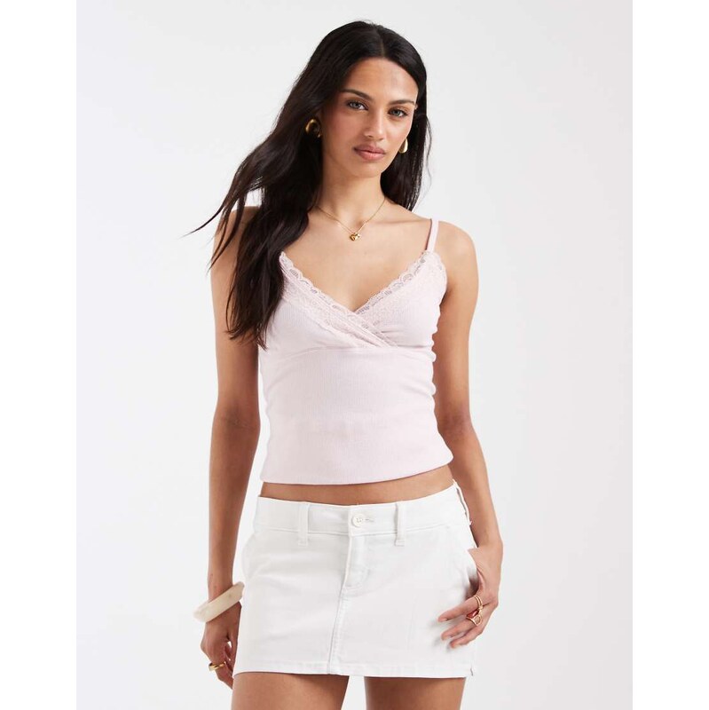 Hollister low rise twill mini skirt in white