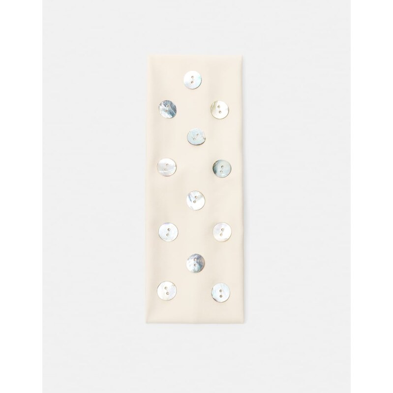 Pull&Bear Elastic headband with buttons in beige-Neutral