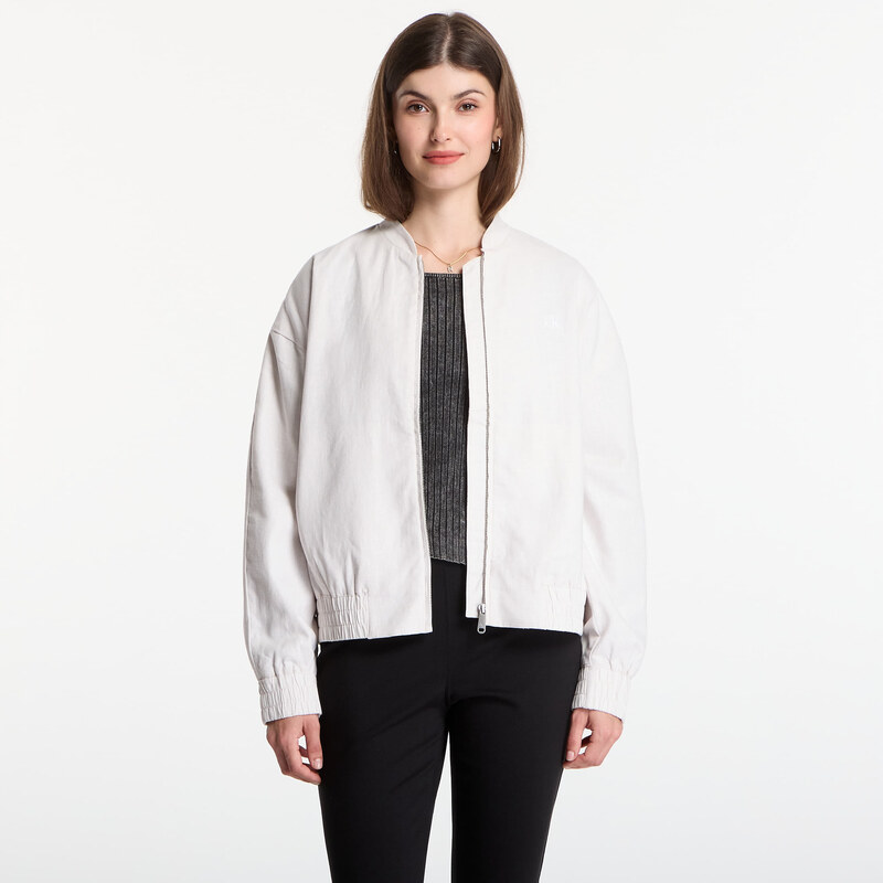 Vesta Calvin Klein Linen Bomber Jacket White Sand M