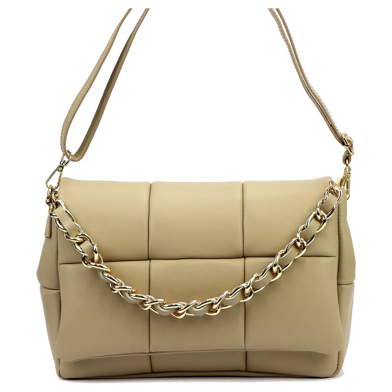 Kožená crossbody kabelka Camilla 10.0011 béžová