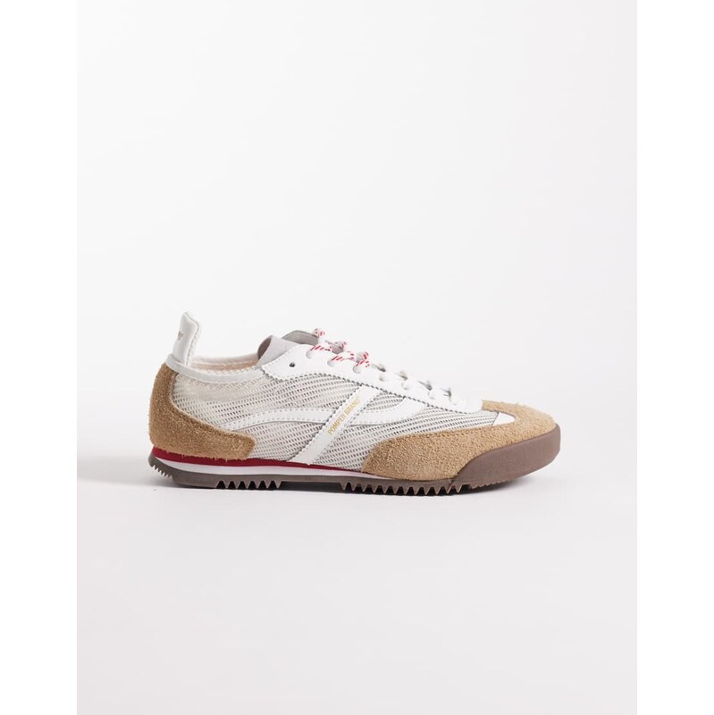 Pompeii UK Pompeii kite mesh detail trainers in white and camel