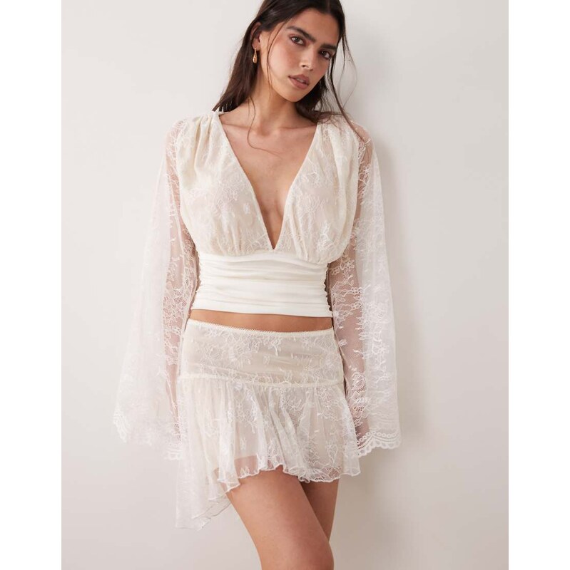 I.AM.GIA Stevie lace ruffle dropped waist asymmetric detail mini