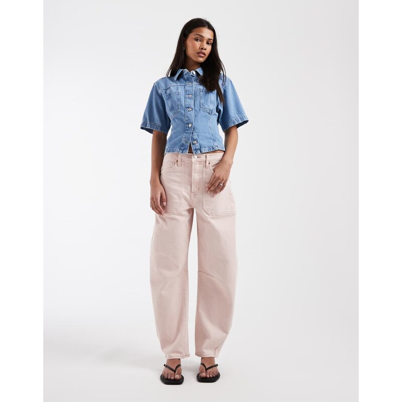 GAP mid rise barrel jeans in baby pink