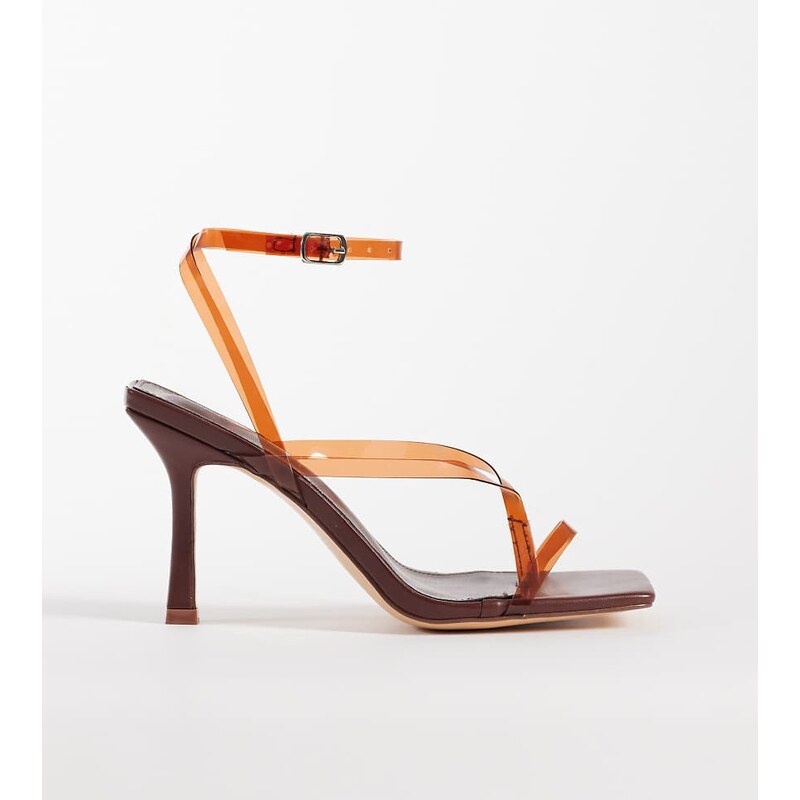 Public Desire Wide Fit Liberty square toe heeled sandals in