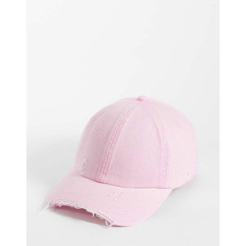 Weekday cap with distressed details in washed pink