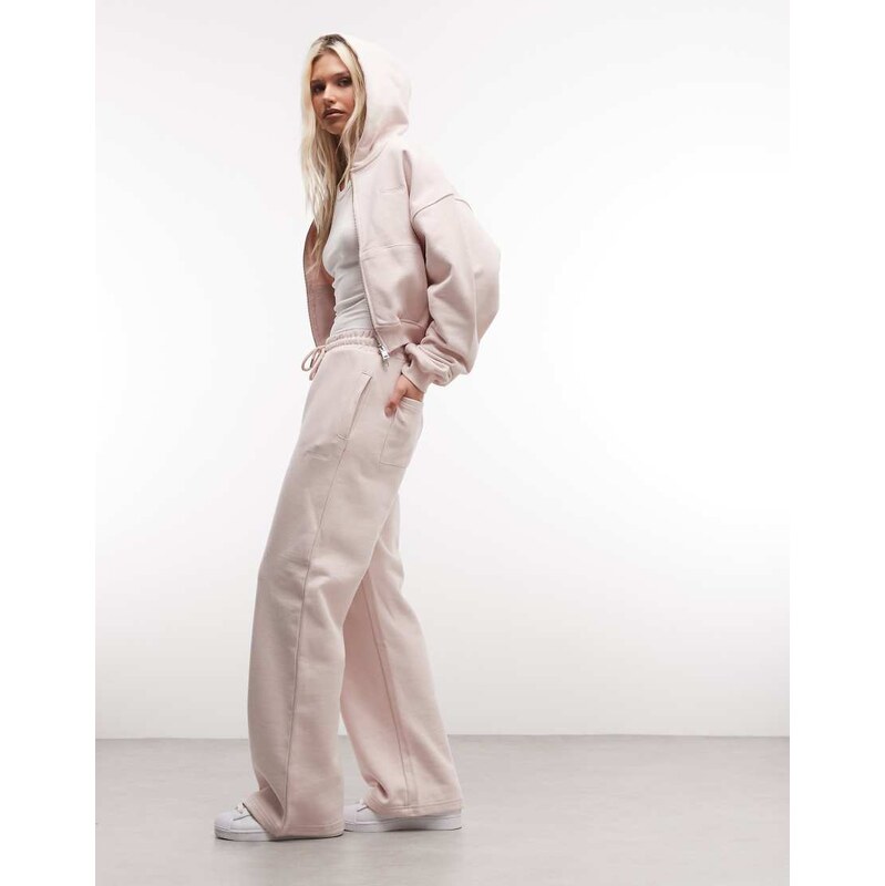 Cernucci 100% cotton wide leg logo joggers co-ord in light pink