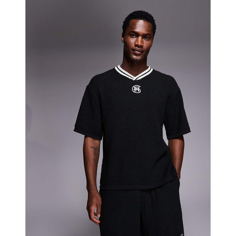 Good For Nothing co-ord oversized knitted hockey jersey in black