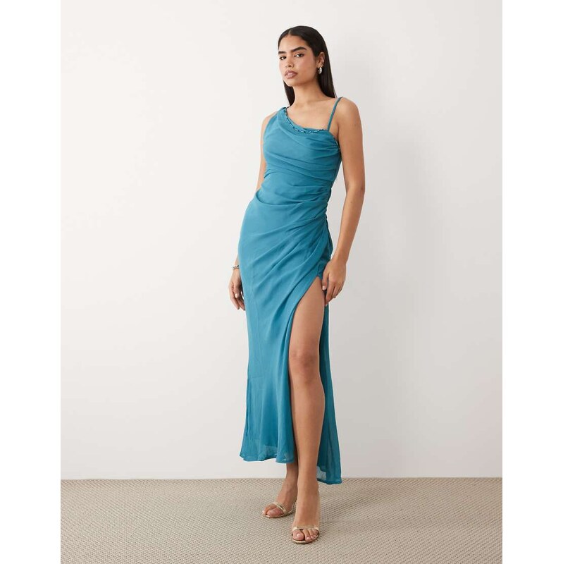 ASOS DESIGN draped bodice maxi dress with beaded strap detail