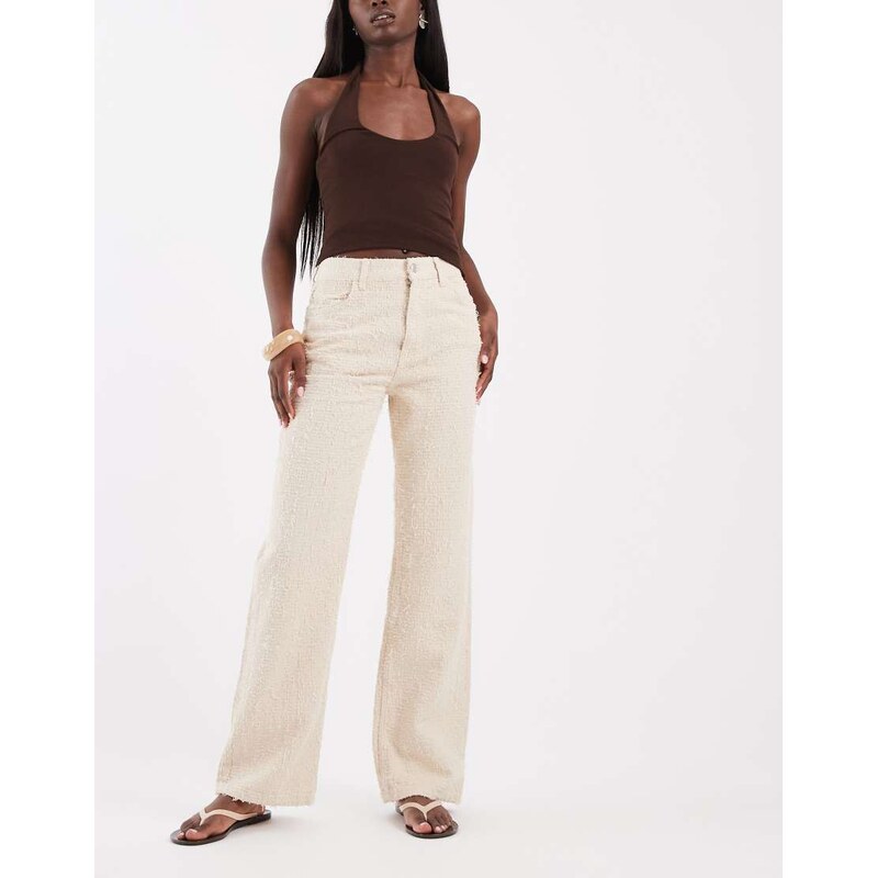ASOS DESIGN straight jean in textured denim-Neutral