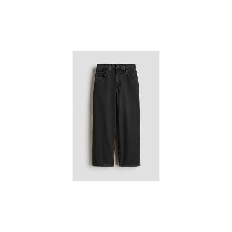 H&M - Baggy Fit Jeans - Sepraná Černá