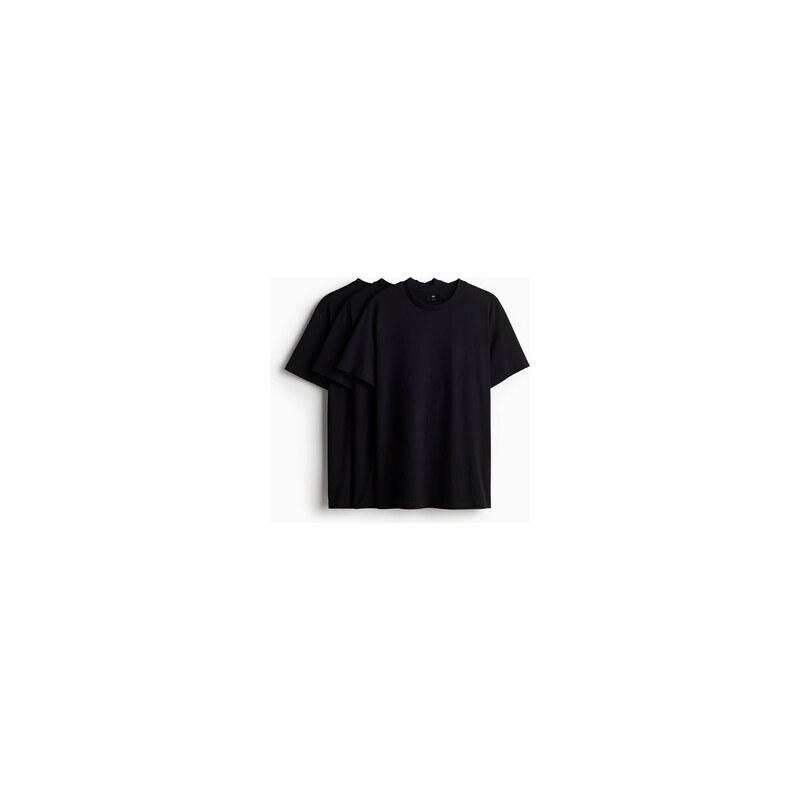 H&M - Tričko Regular Fit 3 kusy - Černá