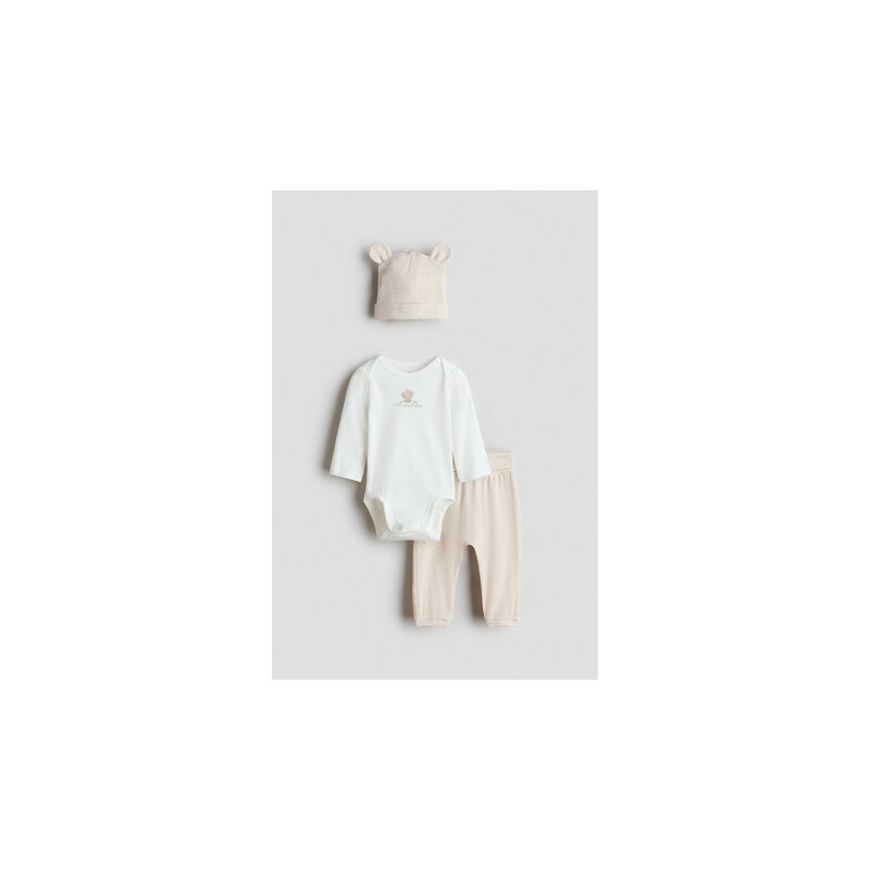 H&M - Trojdílná souprava z bavlněného žerzeje - Béžová/Im New