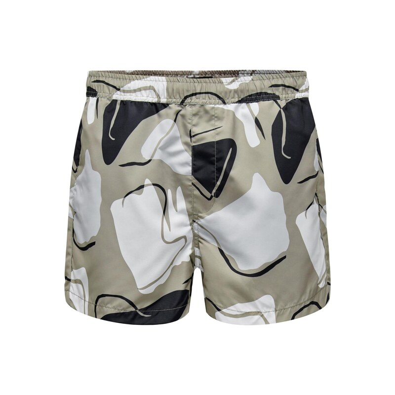 Only & Sons Plavecké šortky Todd šedá / černá / bílá
