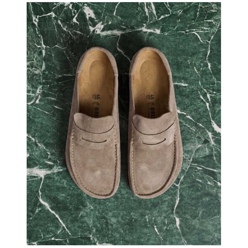Birkenstock Naples regular fit wrapped loafer in taupe suede