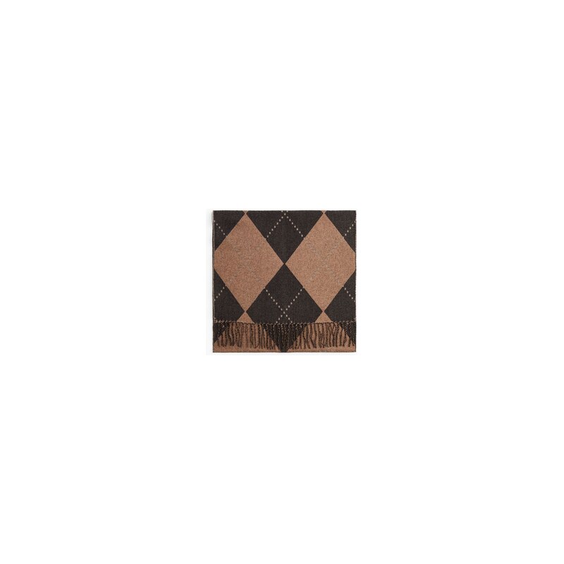 H&M - Šál - Béžová/Vzor Argyle
