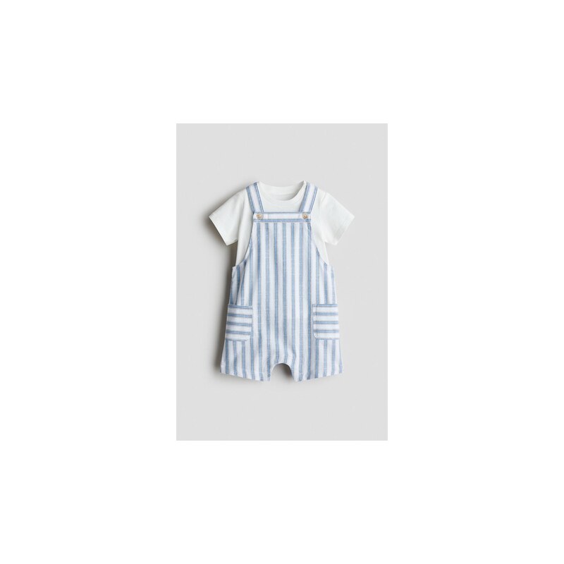 H&M - Dvoudílná bavlněná souprava - Modrá/Bílý Proužek