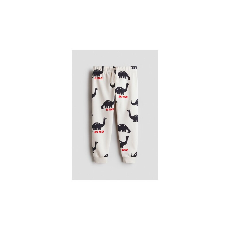 H&M - Kalhoty joggers potiskem - Světle Béžová/Dinosauři