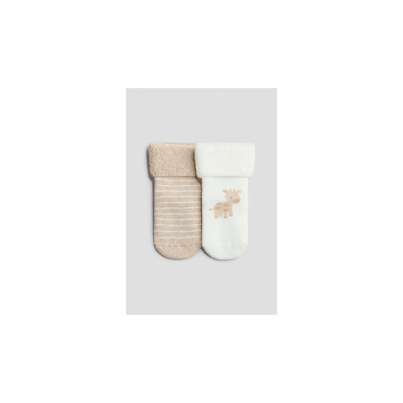 H&M - Froté ponožky 2 páry - Béžová/Žirafa