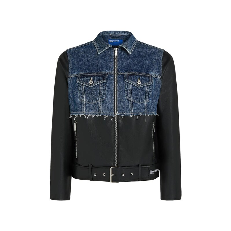KARL LAGERFELD JEANS Přechodná bunda modrá džínovina / černá