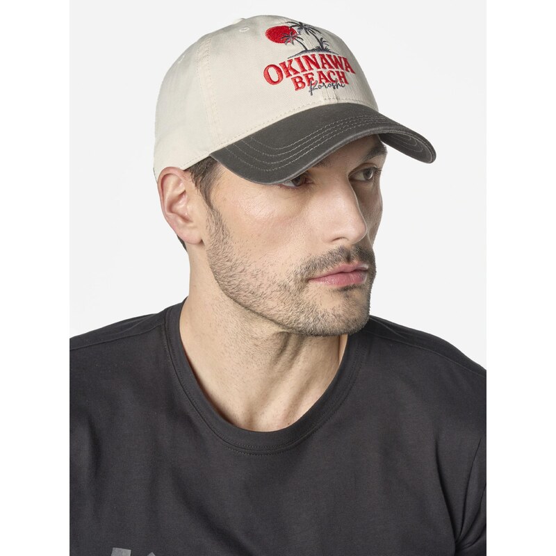 KOROSHI Kšiltovka tmavě šedá / červená / offwhite