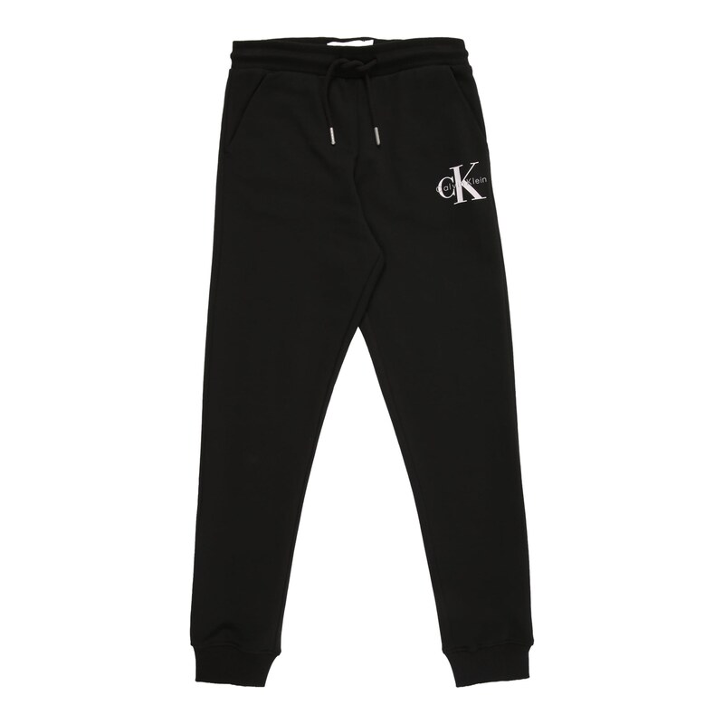 Calvin Klein Jeans Kalhoty CK Monologo černá / bílá