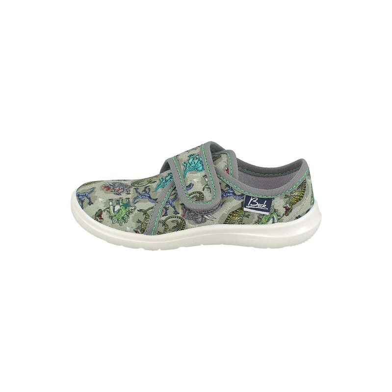 BECK Pantofle Saurier indigo / šedá / zelená / khaki