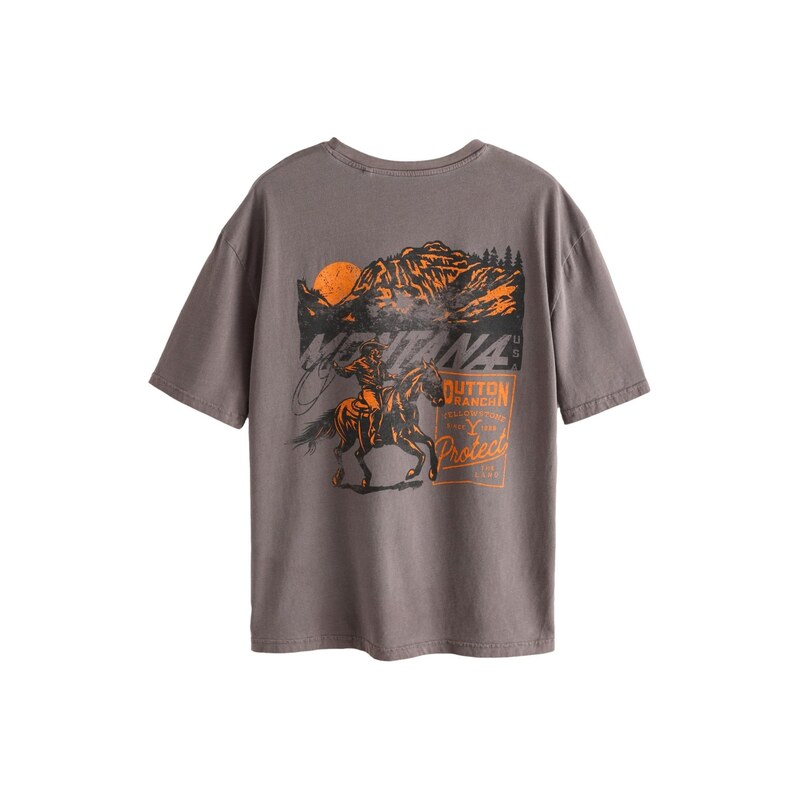 Next Tričko hnědá / oranžová / černá