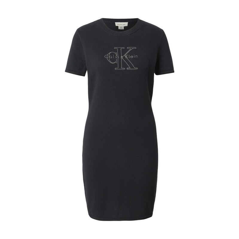 Calvin Klein Jeans Úpletové šaty černá / stříbrná