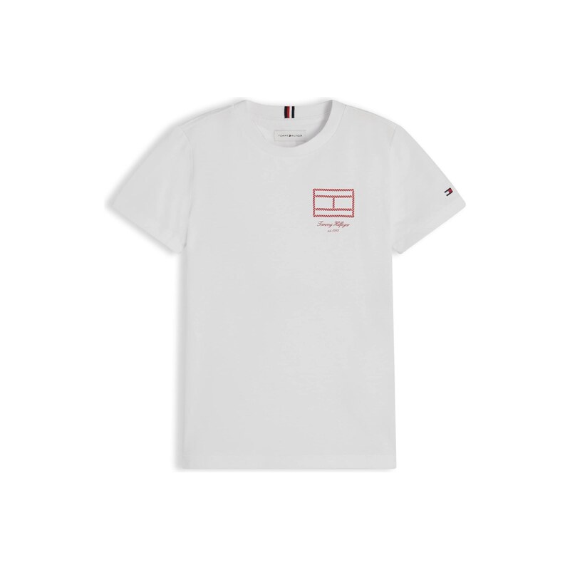 TOMMY HILFIGER Tričko Outline Flag Logo bílá