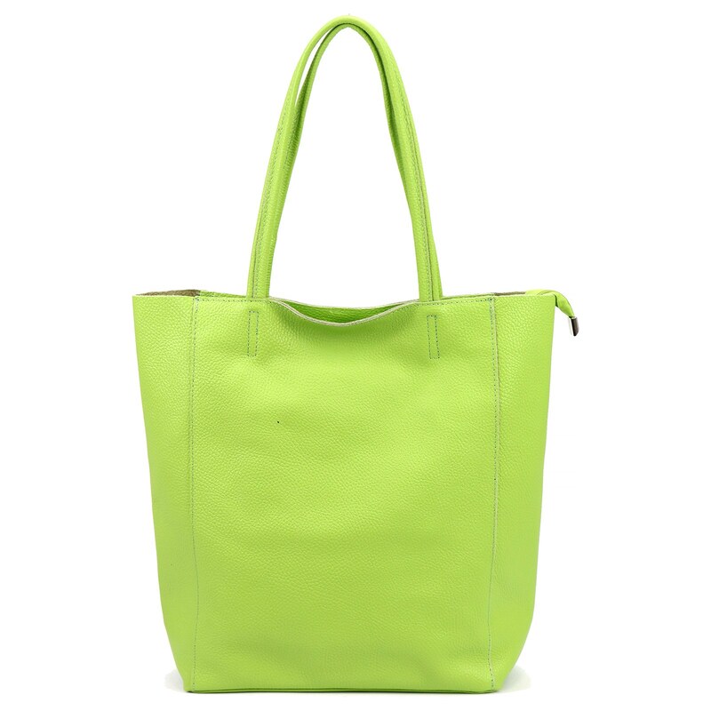 Kožená shopper bag kabelka Luka 26-084 limetková