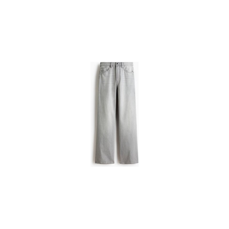 H&M - Wide High Waist Jeans - Šedý Denim
