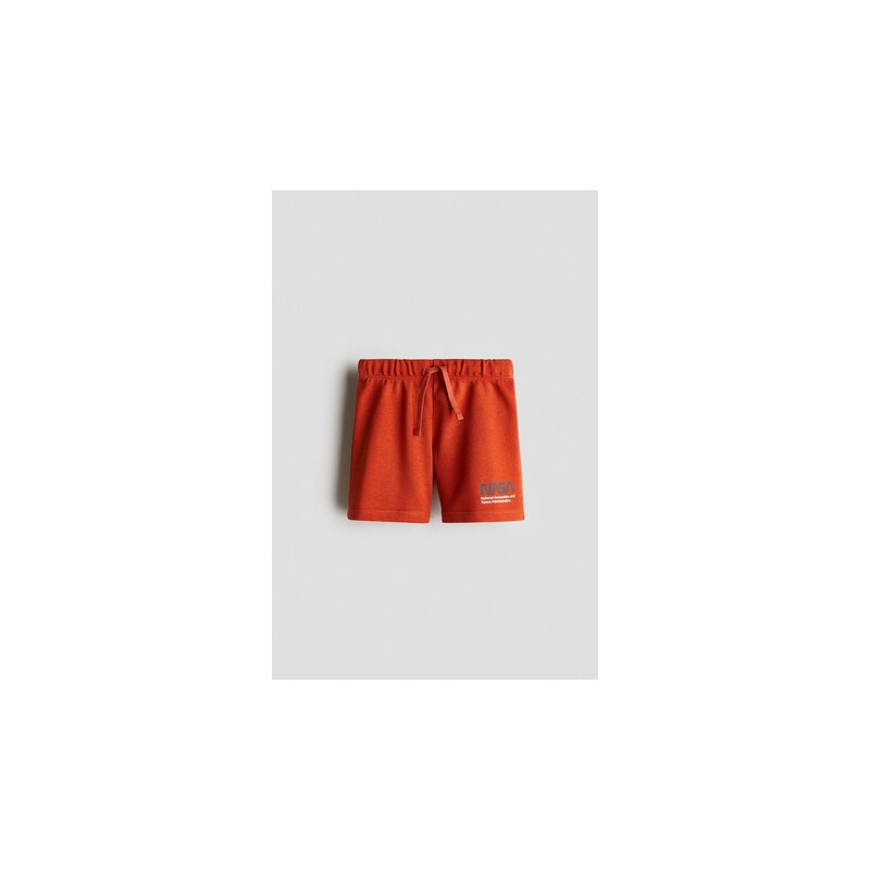 H&M - Teplákové šortkys potiskem - Tmavě Oranžová/Nasa